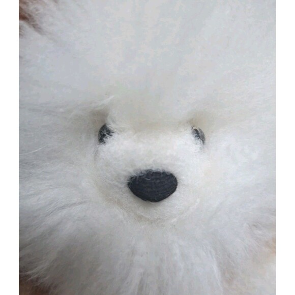 Alpaca Fur Teddy Bear Toy Soft 8” Plush Stuffed Animal Toy Fluffy Brown White - Picture 9 of 10